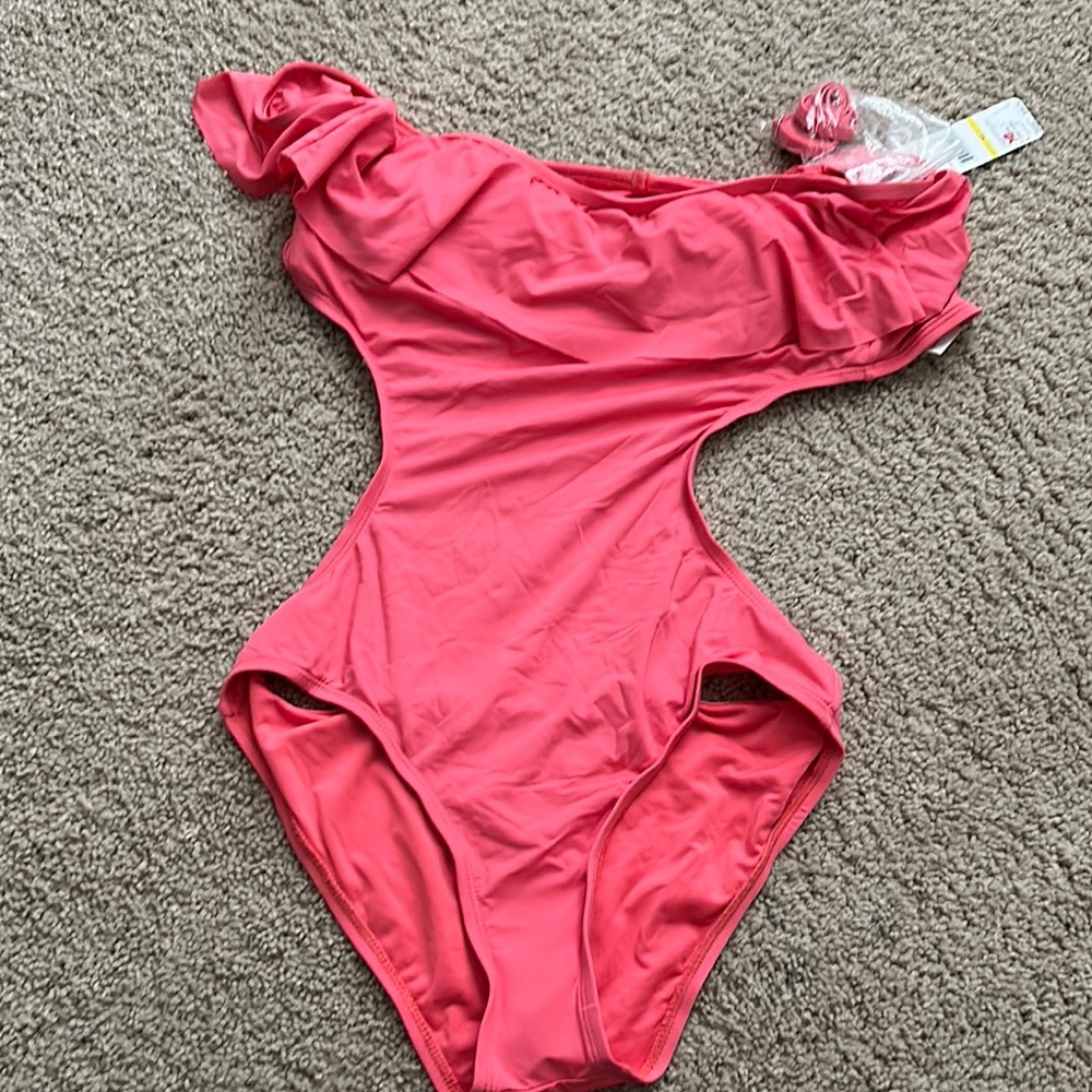 Laundry by Design Pink One Piece Swimsuit Asymmetrical Cutout
